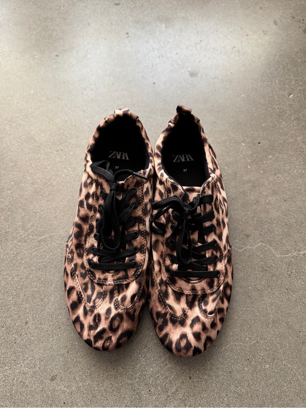 ZARA Leopard-Print Lace-Up Sneakers